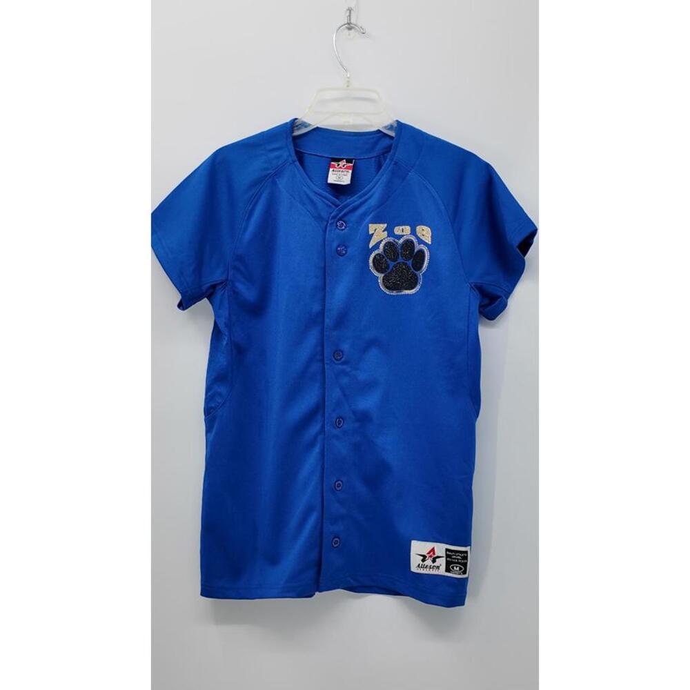 Alleson Athletic Women's‎ Medium Blue Button-Up Baseball Jersey Quality Athletic